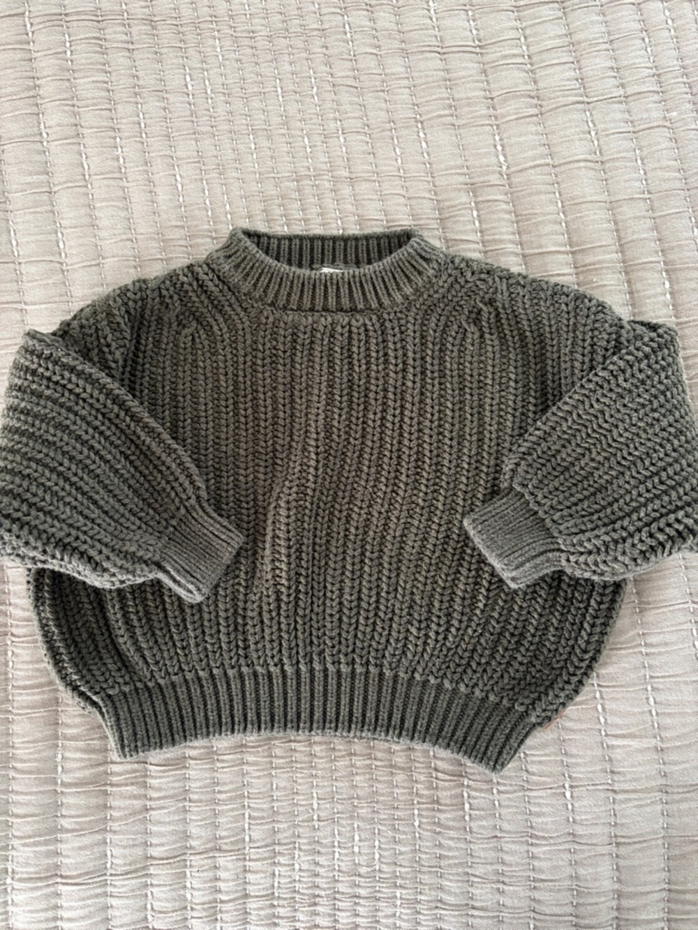 Goumi Chunky Olive Green Ribbed Knit Sweater
